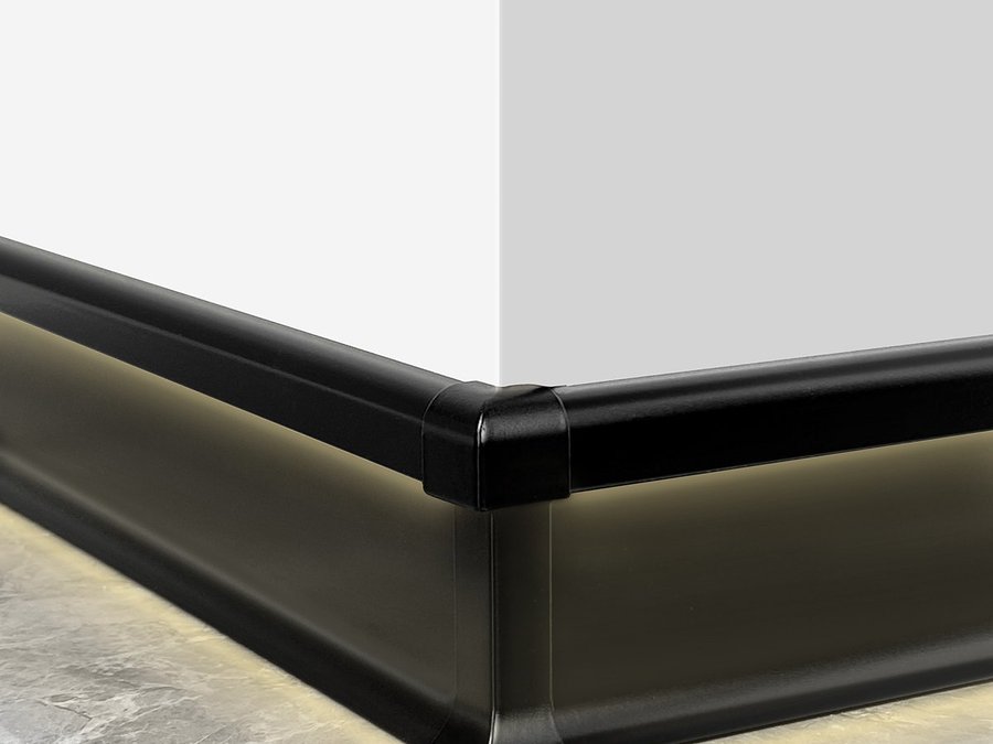 Hallway: A line along the floor guides the way; no wall sconces to wire.
