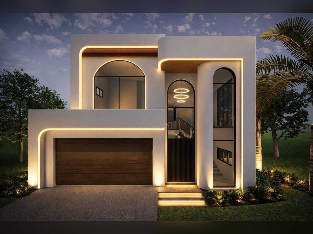 Façade outline on a house or townhouse block