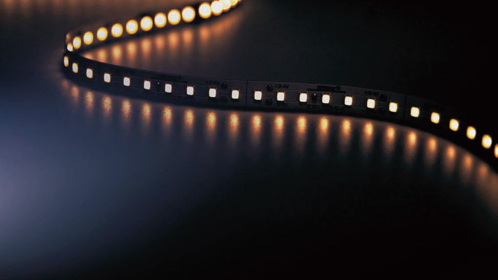 COB LED strip lit in a cove