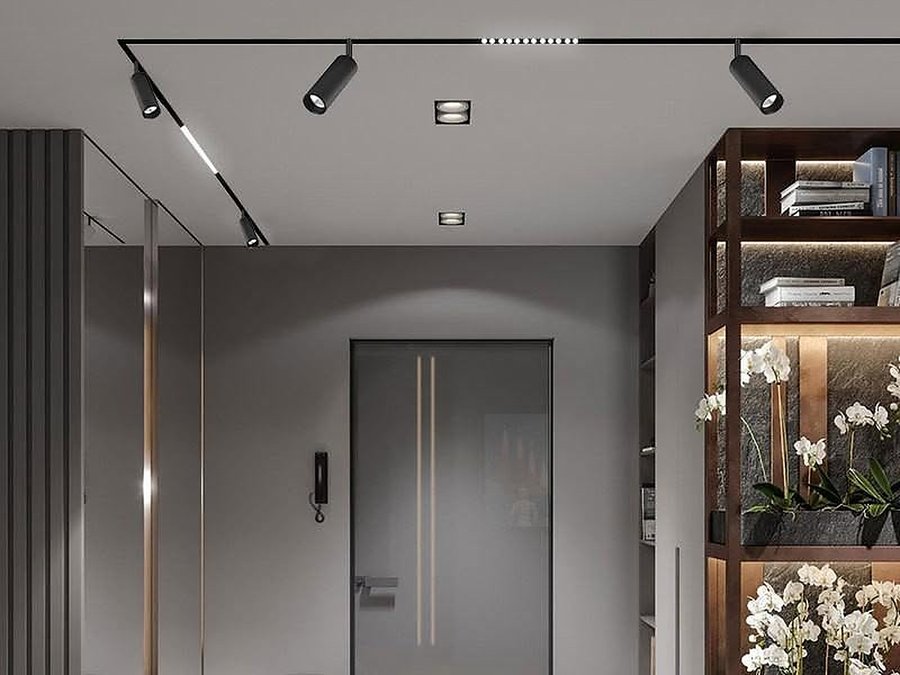 Corridor: One recessed line with small spots: no glare, nothing to bump.