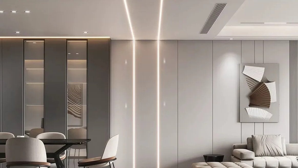 A running light strip flowing along a stair